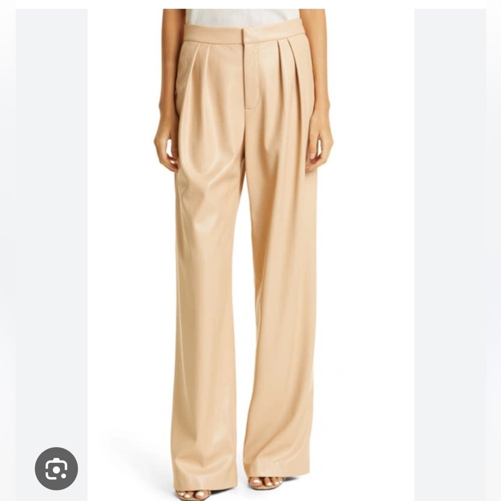 Alice + Olivia Women's Pompey Vegan Leather Wide-Leg Pants - Almond